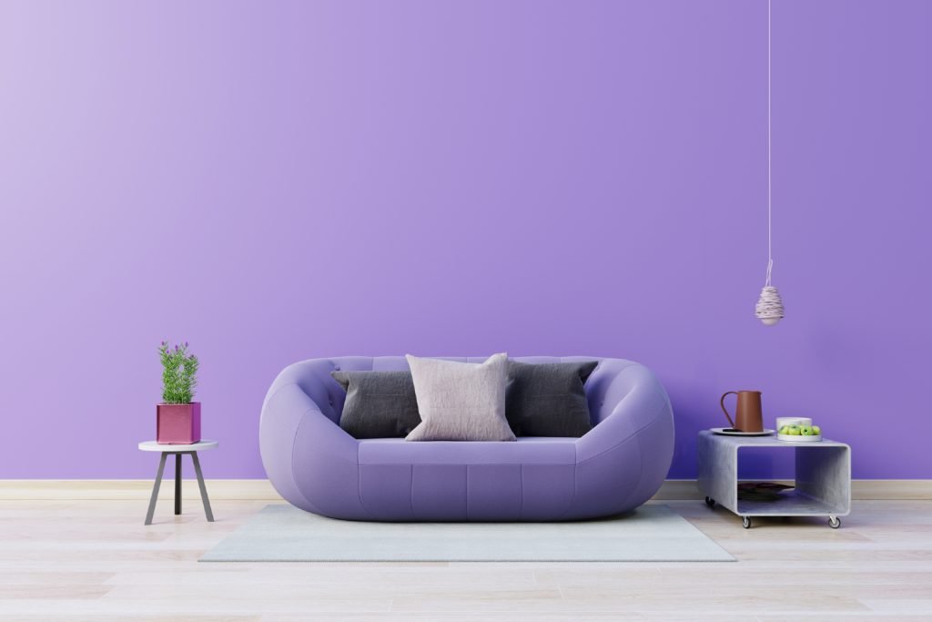 purple color of sofa