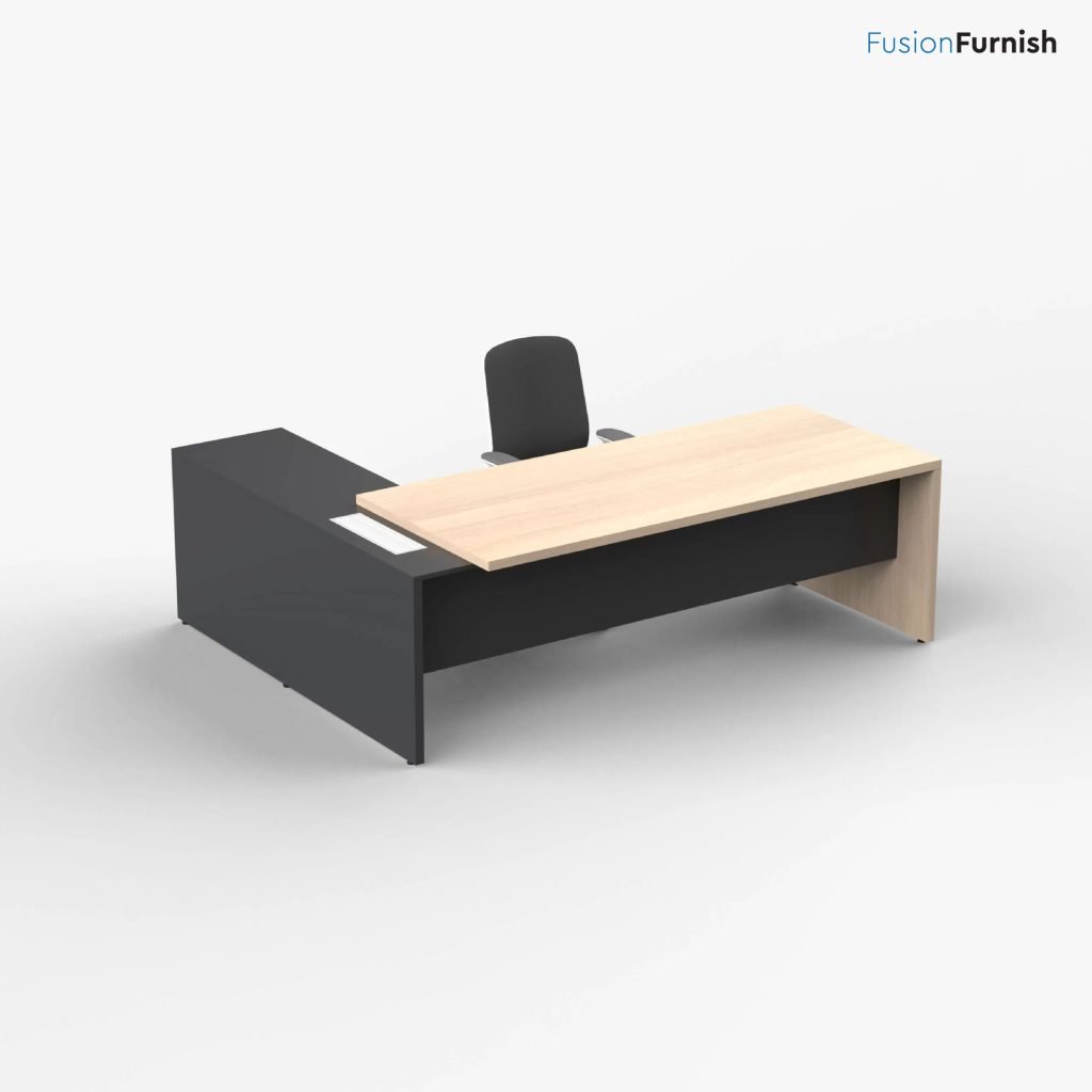 Evolution of executive office table design from traditional wooden desks to modern ergonomic solutions.