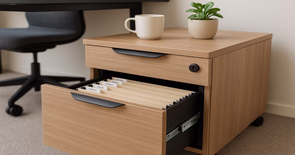 Modular filing cabinets by Fusion Furnish enhancing office storage and space